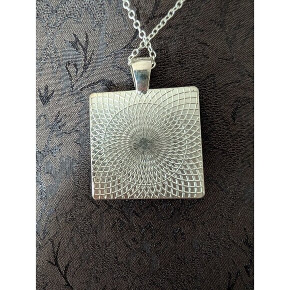 Yellow Rose Pendant Necklace With 18" Sterling Silver Chain Floral Square Charm - Picture 5 of 7